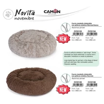 CC0135 Kerek szőrős fekhely levehető huzattal barna 60 cm