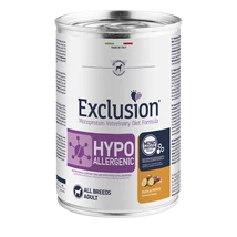Exclusion Hypoallergenic kacsás és burgonyás konzerv felnőtt kutyáknak, 400g