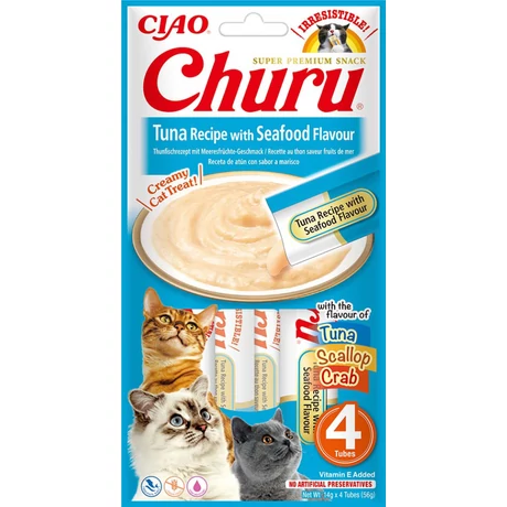 Inaba Churu tonhalas és tengeri gyümölcsös jutalomfalat macskáknak 4x14g
