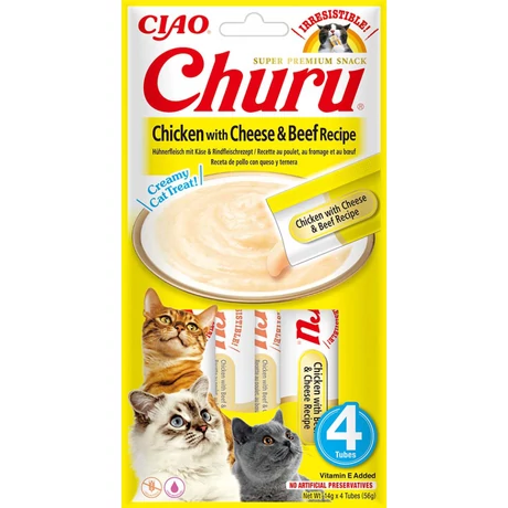 Inaba Churu Ciao csirkés-sajtos-marhás krémes jutalomfalat macskáknak 4x14g