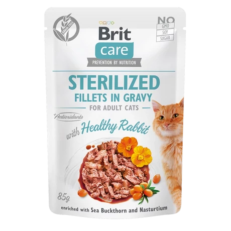 Brit Care Cat Sterilized. Fillets in Gravy with Healthy Rabbit 85 g