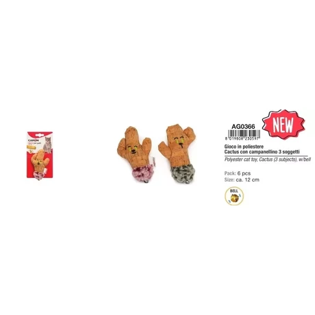 AG0366 Poliészter kaktusz játék cicáknak csengővel 12cm