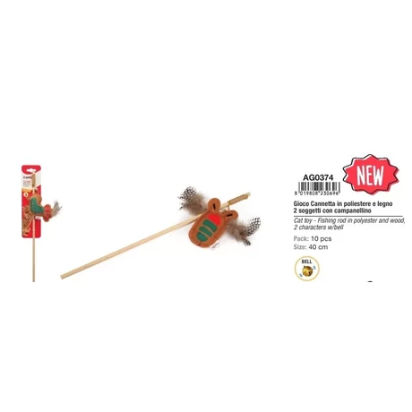 AG0374 Pálcás játék cicáknak csengővel 40 cm