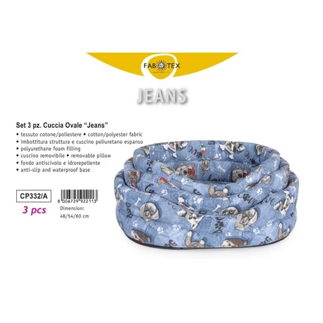 CP332/A Ovális fekhely Jeans  48/54/60 -3 darabos szett