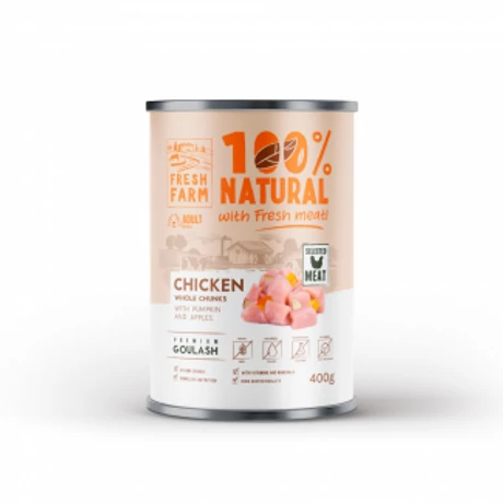 Fresh Farm csirkés-sütőtökös-almás gulyás kutyakonzerv felnőtt kutyáknak