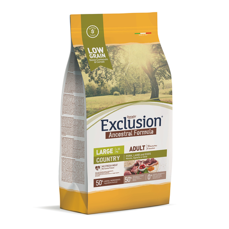 Exclusion Ancestral Formula Adult Country Pork, Lamb and Eggs Large Breed 12 KG