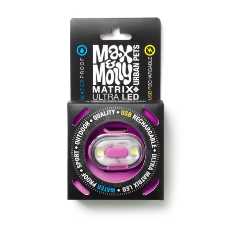 Max & Molly Matrix Ultra LED-lámpa nyakörvre rögzíthető - rózsaszín
