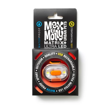 Max & Molly Matrix Ultra LED-lámpa nyakörvre rögzíthető - narancssárga