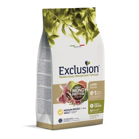 Exclusion Mediterraneo Monoprotein Formula Noble Grain Adult Lamb Medium Breed 3kg