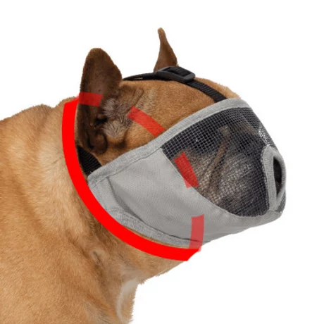 Trixe Muzzle for short-nosed breeds - szájkosár (szürke) rövid orrú kutyák részére (S) 23cm