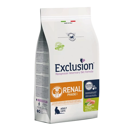 Exclusion Renal Cat Pork&amp;Pea&amp;rice 1,5 kg veseelégtelenségben szenvedő felnőtt macskáknak