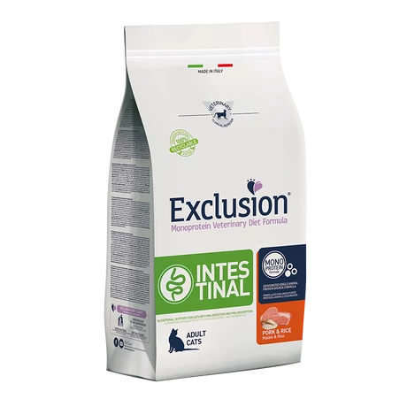 Exclusion Cat Intestinal sertés és rizs gyomorkímélő száraztáp macskáknak 1,5kg