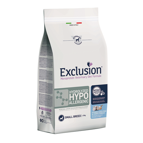 Exclusion Canine Hydrolyzed Hypoallergenic Fish &amp; Corn Starch Small Breed 2kg