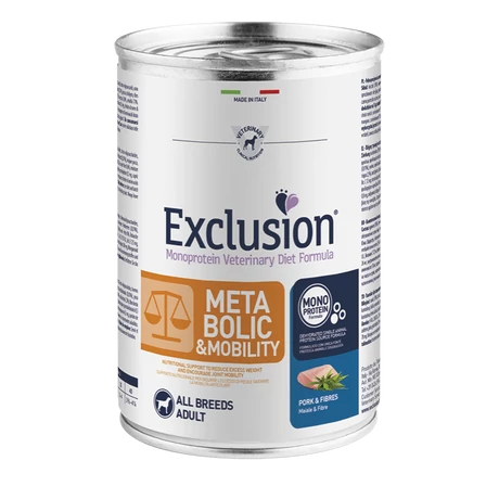 Exclusion Canine Metabolic + Mobility Pork &amp; Fibres 400gramm