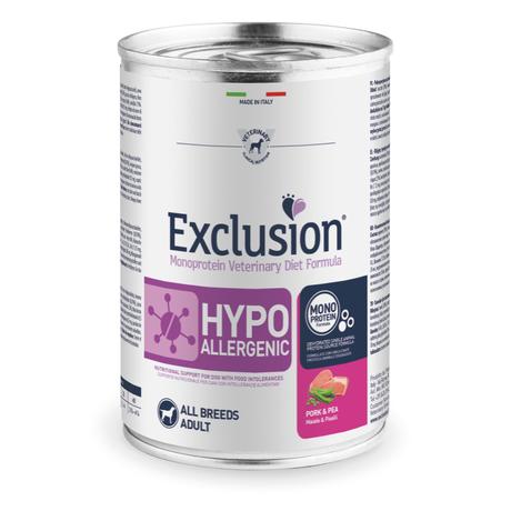 Exclusion Canine Hypoallergenic Pork &amp; Pea Adult konzerv 400g