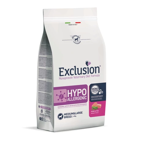 Exclusion Canine Hypoallergenic Pork &amp; Pea Medium &amp; Large Breed 12kg