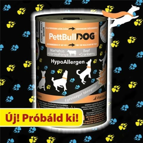PettBull Dog HypoAllergen - Marhahús vörösáfonyával 400g