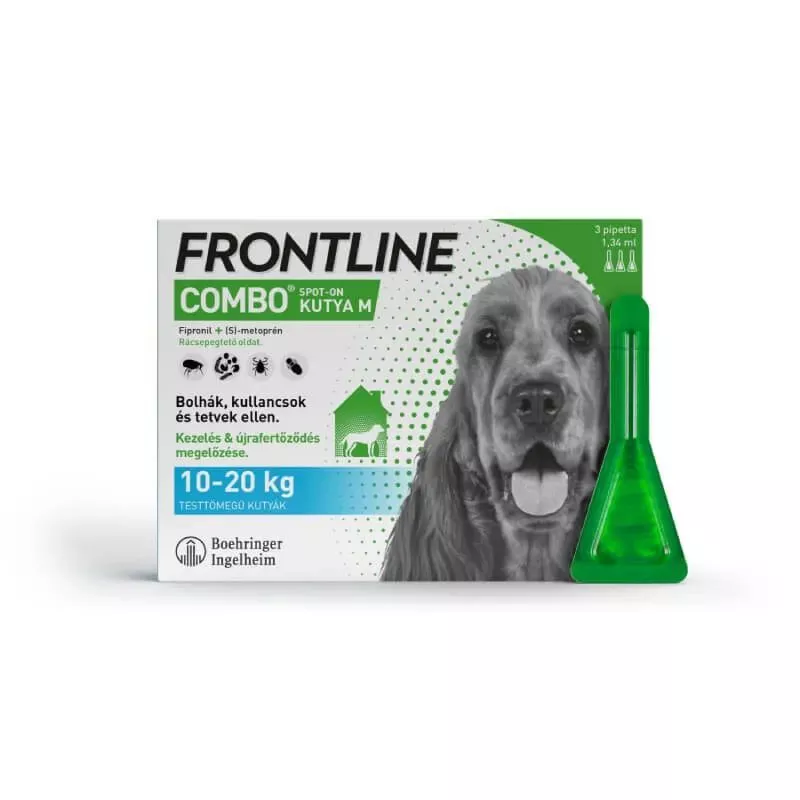 FrontIine Combo rácsepegtető oldat  10-20 kg súlyú kutyáknak (M) 1doboz (3 pipetta)