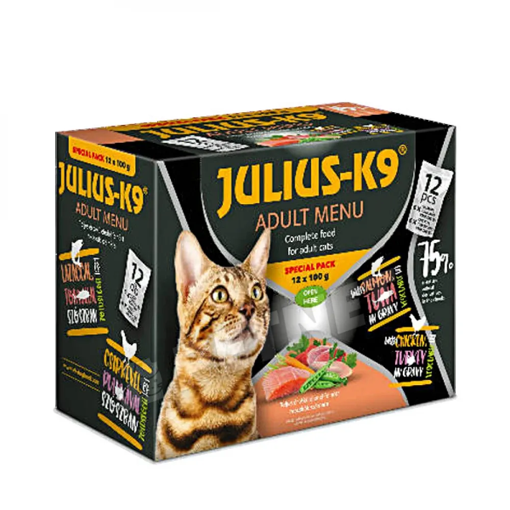 Julius K9 Szárnyas-Halas válogatás szószban 12x100g macskáknak