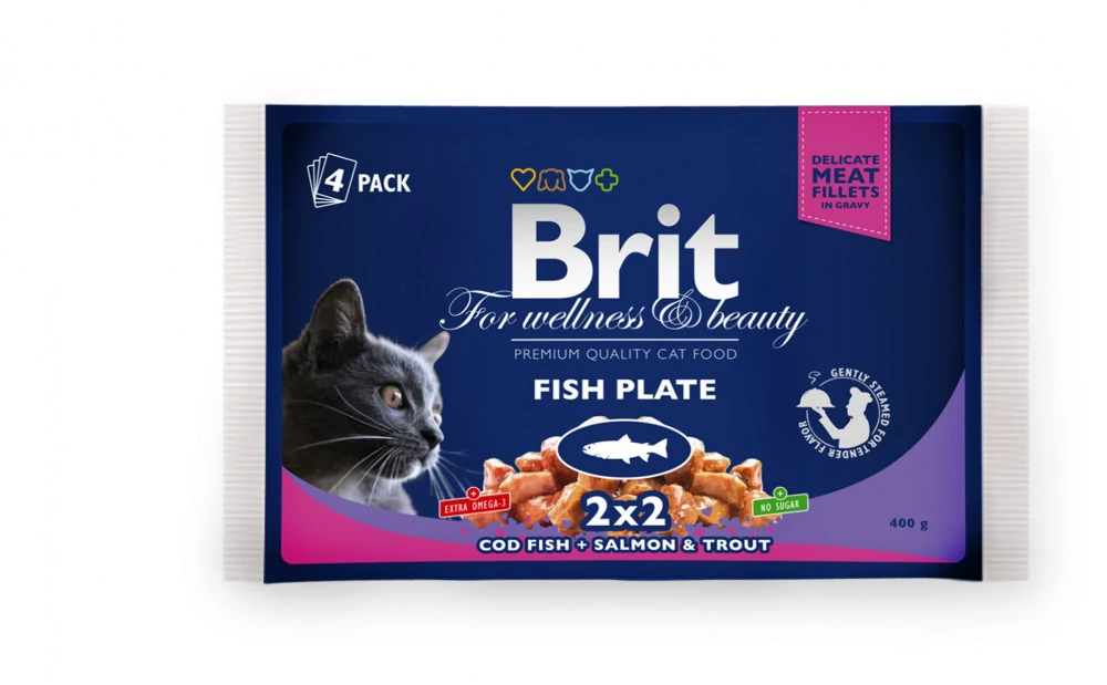 Brit Premium Cat Pouches Fish Plate 4X100G (400g)
