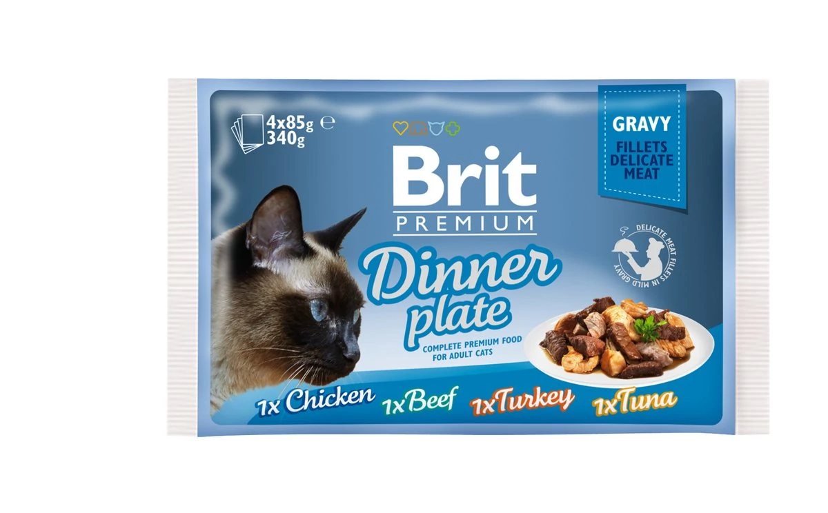 Brit Premium Cat tasakos Delicate Fillets in Gravy Dinner Plate 4x85g