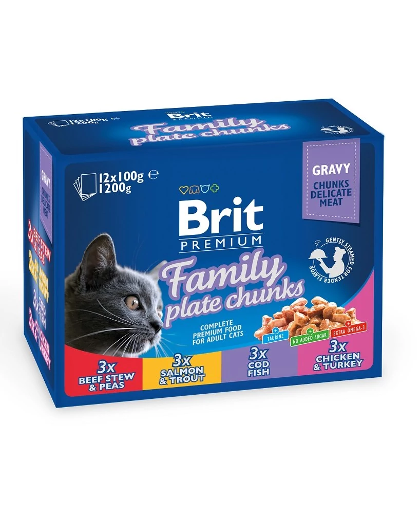 Brit Premium Cat Pouches Family Plate 12X100G