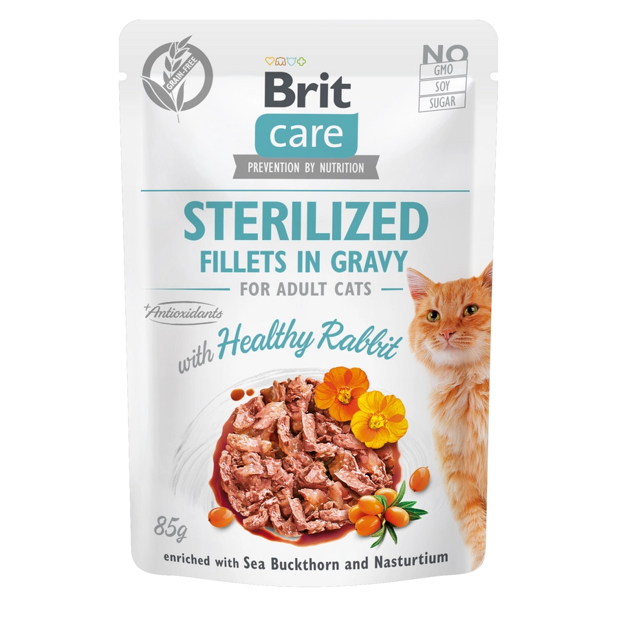 Brit Care Cat Sterilized. Fillets in Gravy with Healthy Rabbit 85 g