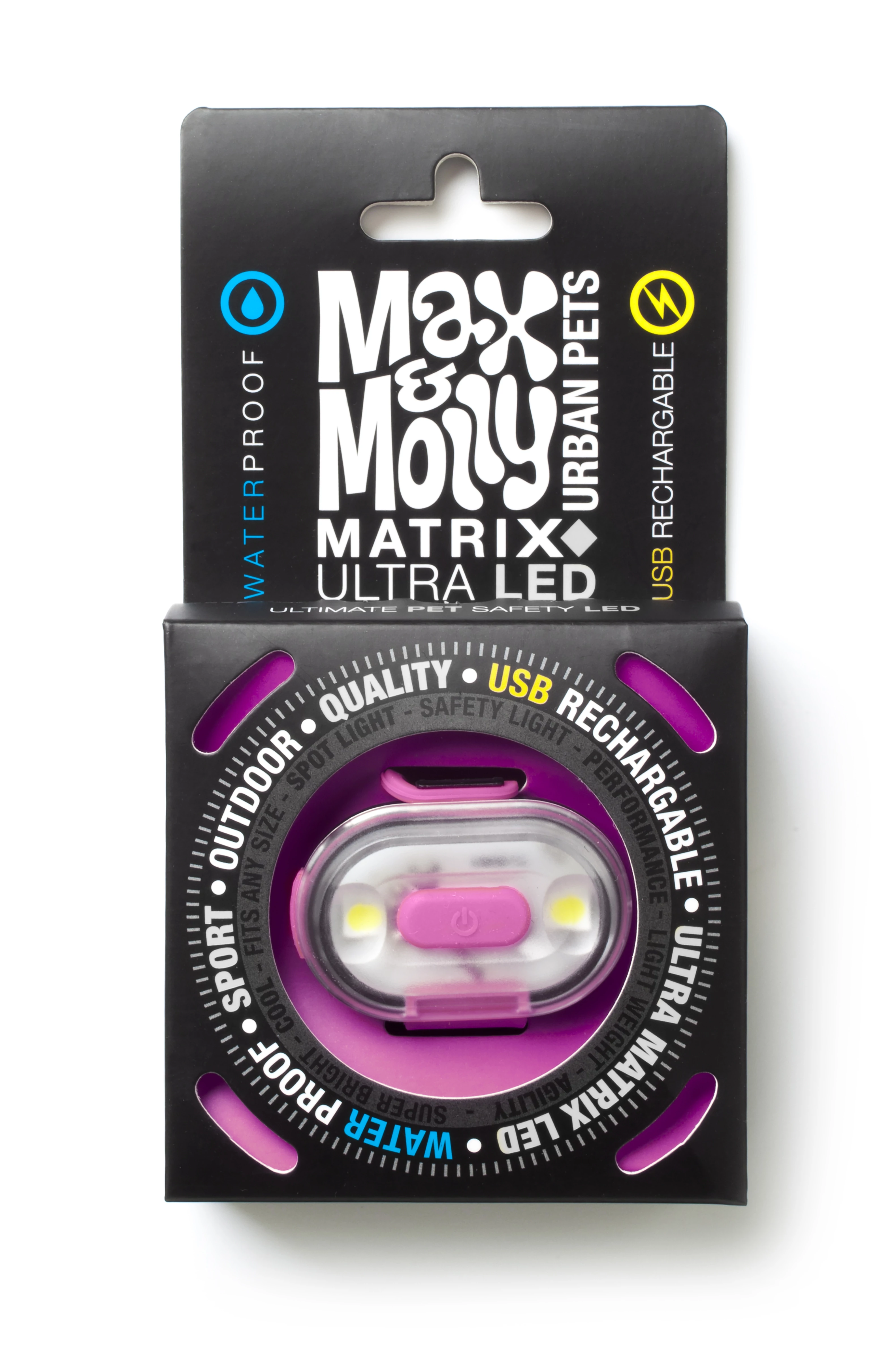 Max & Molly Matrix Ultra LED-lámpa nyakörvre rögzíthető - rózsaszín