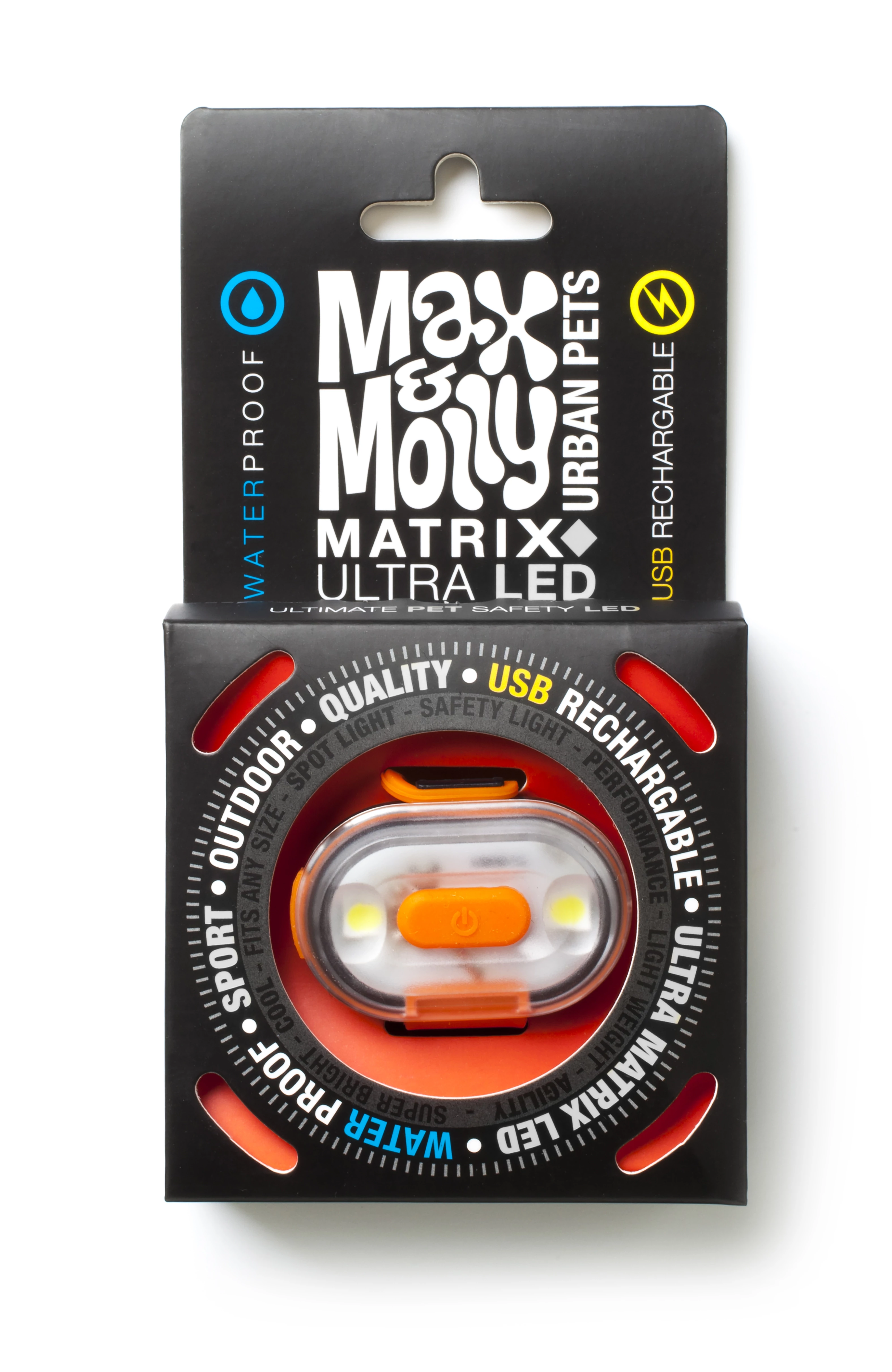 Max & Molly Matrix Ultra LED-lámpa nyakörvre rögzíthető - narancssárga