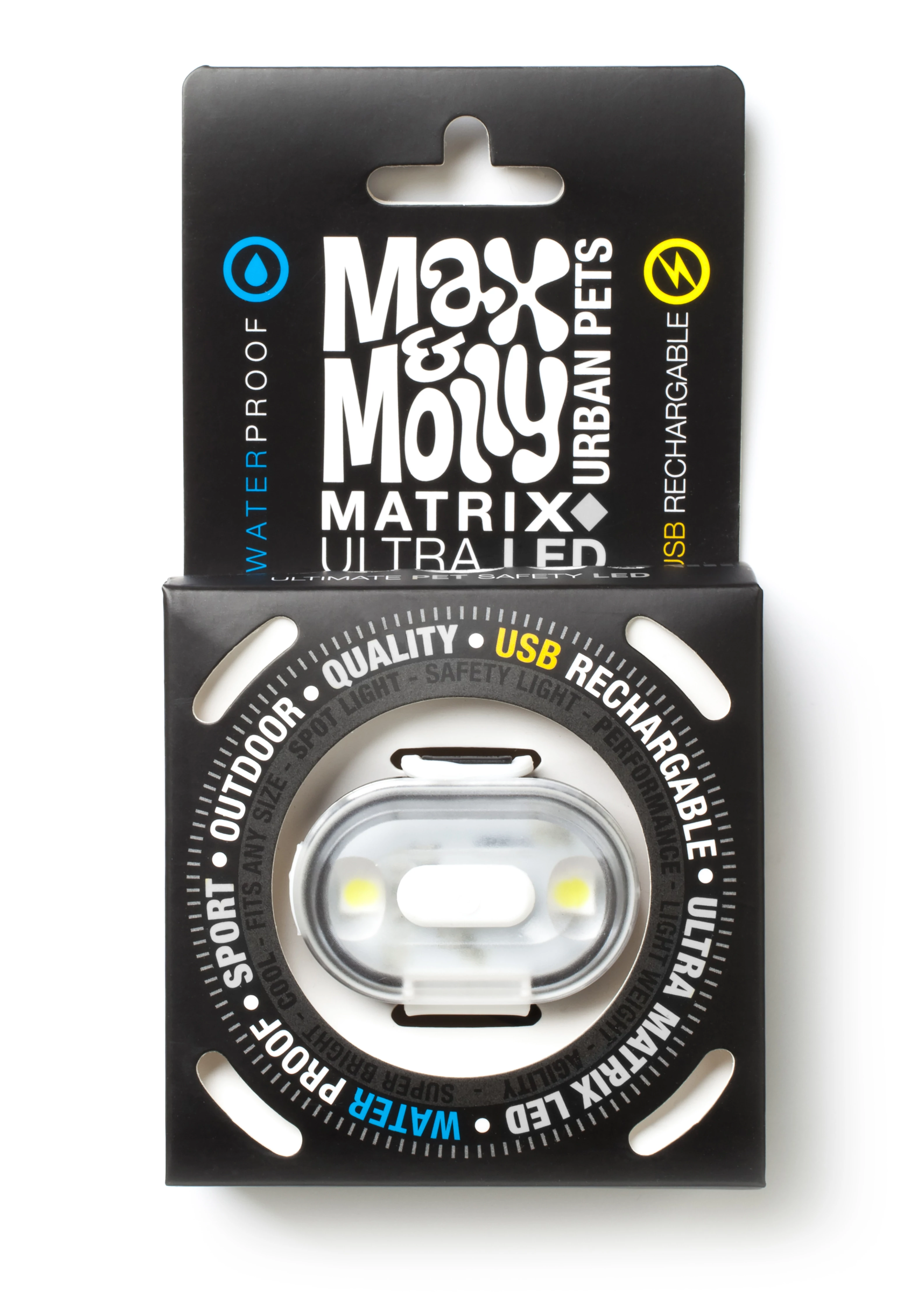 Max & Molly Matrix Ultra LED-lámpa nyakörvre rögzíthető - fehér