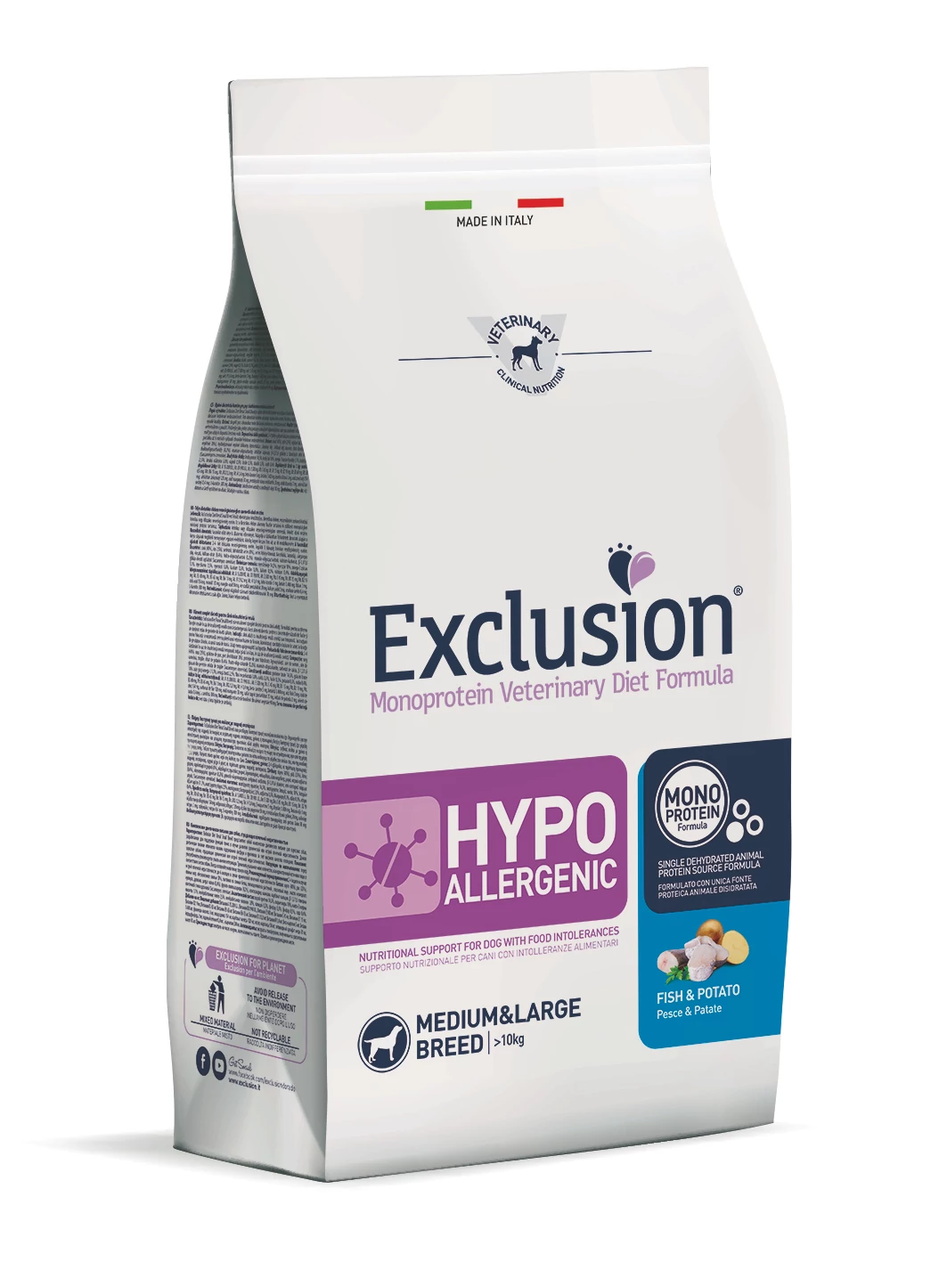 Exclusion Canine Hypoallergenic Fish & Potato Medium & Large Breed 2kg