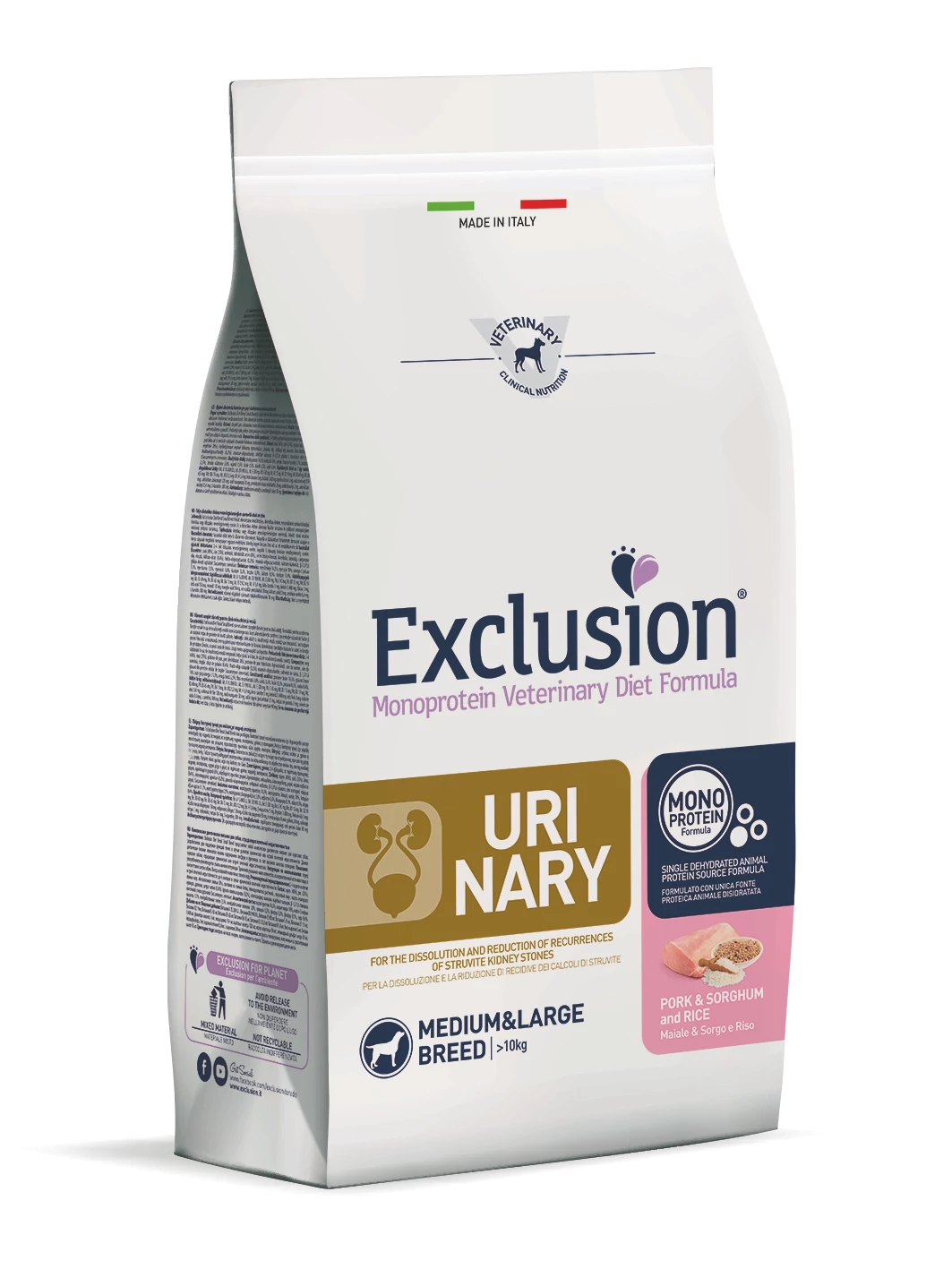 Exclusion Canine Urinary Pork & Sorghum and Rice (Sertés, cirok, rizs) Medium & Large Breed 12kg